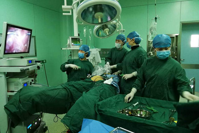 完成腹腔镜下卵巢囊肿剥离术6例,腹腔镜下全切术4例,腹腔镜下
